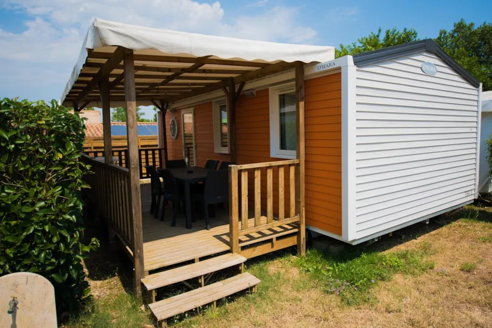 Mobilhome Confort 29m²(3 bedrooms) + air-conditioning + sheltered terrace + TV