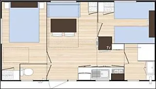 Mobil Home Standard 24-27M²  (2 Ch) + Terrasse Couverte + Clim + Tv
