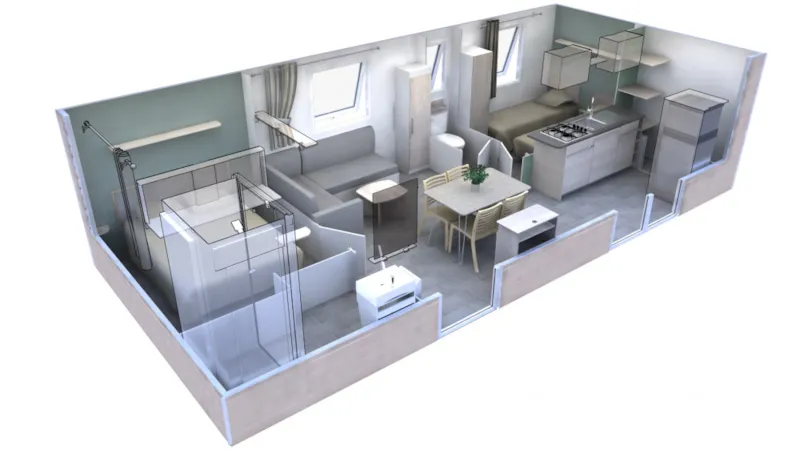 Mobil-Home Premium 33M² (2 Ch) + Terrasse Couverte + Climatisation + Lv + Tv + Linge De Maison
