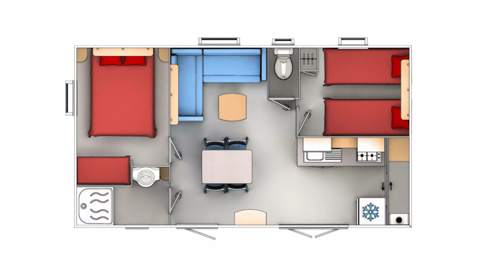 Mobil Home Confort 24-27M² (2 Chambres) + Clim + Terrasse Couverte + Tv