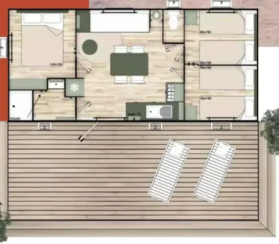 Cottage Premium 34M² - (3 Chambres) - Terrasse Couverte + Climatisation + Tv + Lv + Linge De Maison