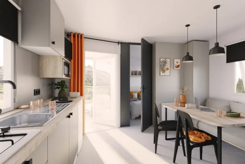 Mobil-Home Loggia Confort 22M2 (2 Chambres) Terrasse Intégrée + Climatisation + Tv