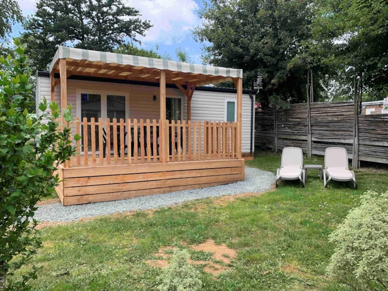 Mobilheim Premium 2 Schlafzimmer 32m² überdachte Terrasse 12m² + Spüllmachine + TV