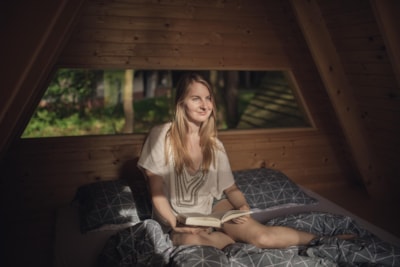 Wooden Hut Forest Bed