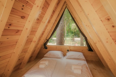 Wooden Hut Forest Bed