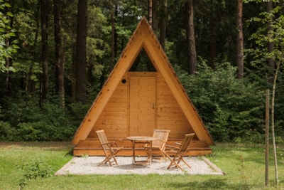 Wooden Hut Forest Bed