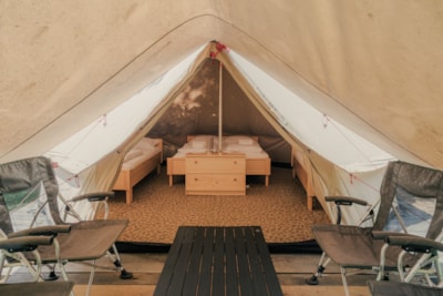Family BELL rental tent with beddingS and mattress