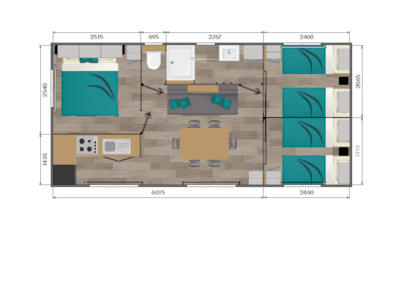 Premium Mobile Home 34 m² - 3 bedrooms - semi-covered terrace - TV + A/C + sheets + towels — 8