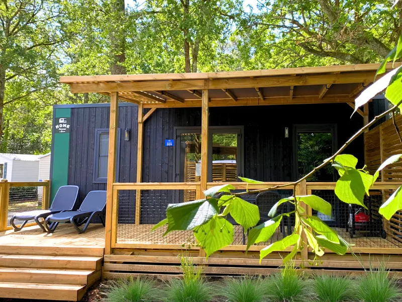 Mietunterkunft - Homeflower Premium Clim 29M² (2 Schlafzimmer) + Halbüberdachte Terrasse + Tv + Bettwäsche - Flower Camping Les Dunes