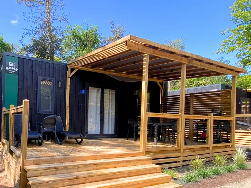 Mietunterkunft - Homeflower Premium Clim 35M² (3 Schlafzimmer) + Halbüberdachte Terrasse + Tv + Bettwäsche - Flower Camping Les Dunes