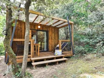 Accommodation - Chalet Bois Premium 16M² - 1 Bedroom + Covered Terrace 8M² + Tv + Linen And Towels Included - Flower Camping Les Dunes