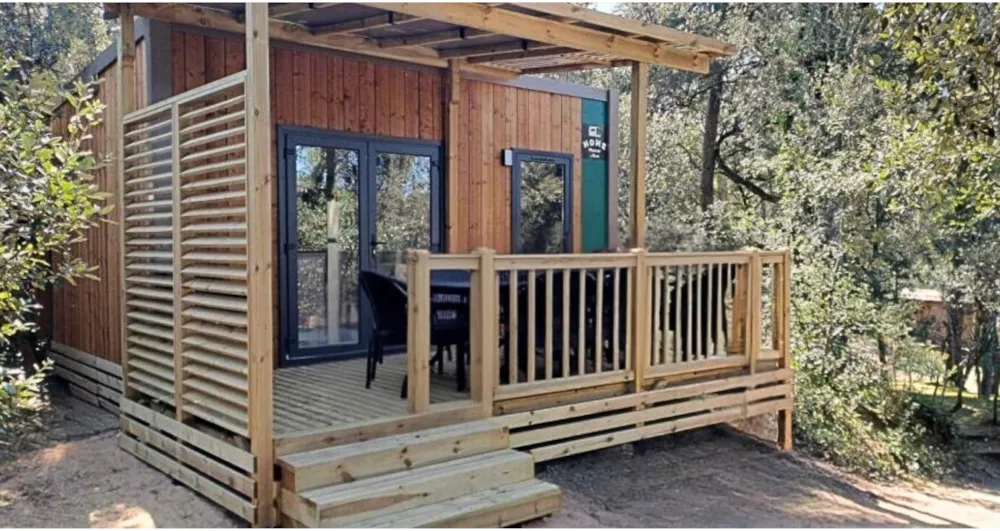 Mietunterkunft - Homeflower Premium Clim 20M² (1 Schlafzimmer) + Halbüberdachte Terrasse + Tv + Bettwäsche - Flower Camping Les Dunes