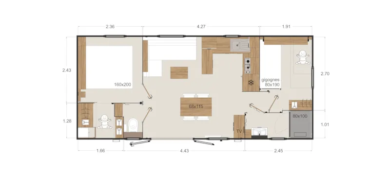 Mobil Home Vip 2 Chambres