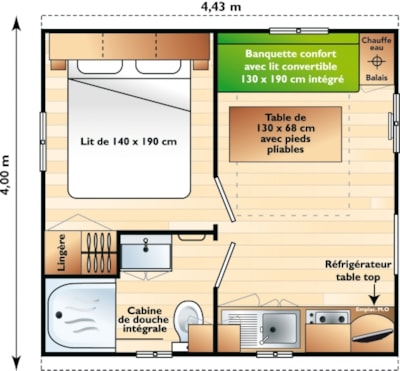 Mobile-Home - CLASSIC - 1 Bedroom - TV - Terrace