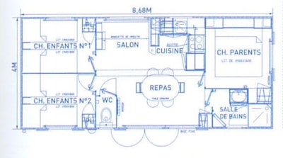 Mobile-Home - COMFORT - 3 Bedrooms - TV - with semi-covered terrace