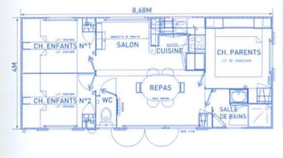 Mobile-Home - PRIVILEGE - 3 Bedrooms - TV - with semi-covered terrace