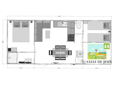 Mobile-home - PREMIUM - Baby FAMILY - 2 Bedrooms - TV - with terrace, games room, dishwasher