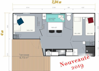 Mobile Home Cocoon VIP 22.5 m² 2 bedrooms  with covered terrace