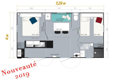 Mobile Home Belle Île VIP 26.10 m² 2 bedrooms  with covered terrace