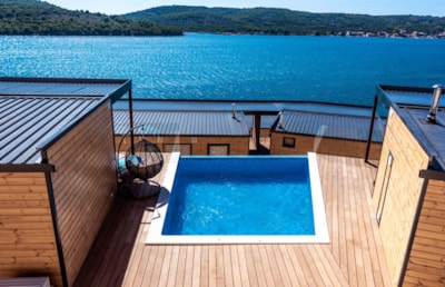 Luxury couple camping villa with kitchenette and swimming pool