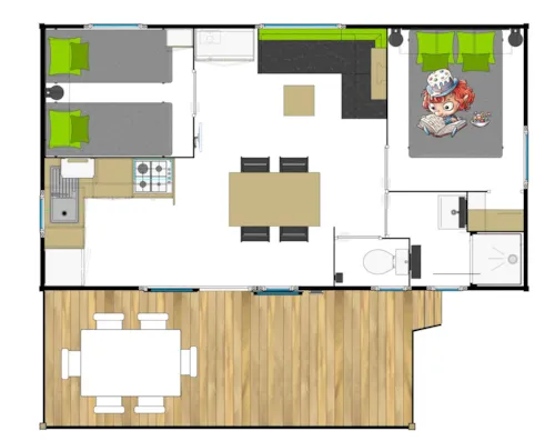 Accommodation - Mobilhome 24M² - image n°4 - Capfun - Domaine Le Temps Libre