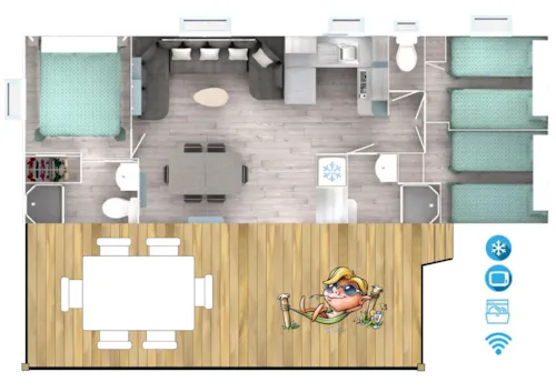 Mietunterkunft - Mobilheim Resort De Raoul 38M² - image n°4 - Capfun - Domaine Le Temps Libre
