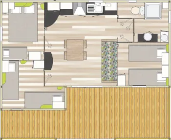 Mietunterkunft - Chalet Vanille Confort 3 Zimmer - Camping Marvilla Parks - Les Chardons Bleus de La Turballe