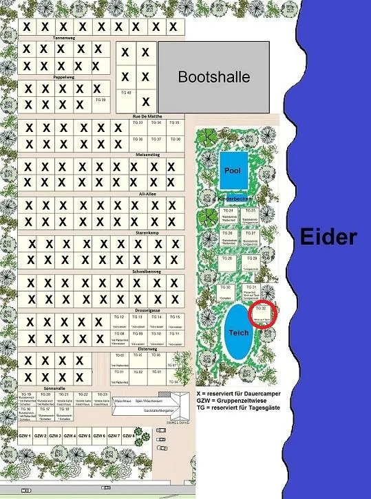 Emplacement - Emplacement Tente Tg 32 - Eidertal Camping
