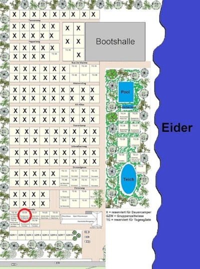 Site TG 20 - Vans only, trailers (max. 7 m with mover), cars + tents