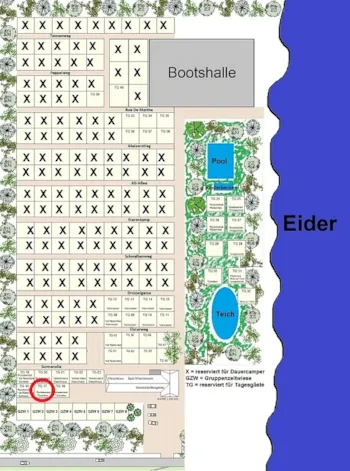 Emplacement - Emplacement Tg 17 - Uniquement Camping-Cars, Caravanes (7 M Max. Avec Système De Déplacement), Voitures + Tentes - Eidertal Camping