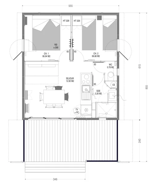 Accommodation - Chalet Casane 2 Bedrooms - image n°8 - Camping Municipal Justin