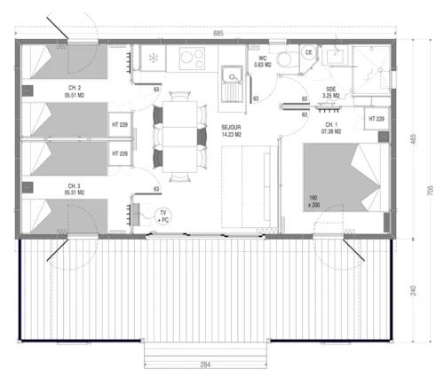Accommodation - Chalet Comfort 3 Bedroom - image n°9 - Camping Municipal Justin