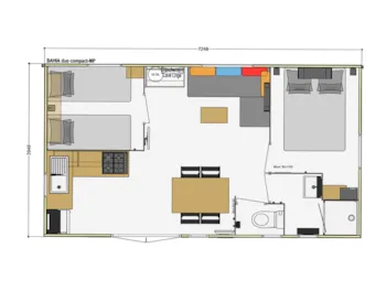Mietunterkunft - Mobilheim Bahia Confort (Halbüberdachte Terrasse, Tv, Spüllmachine) - Camping du Trez