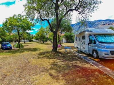 pitch + small caravan (<6m)