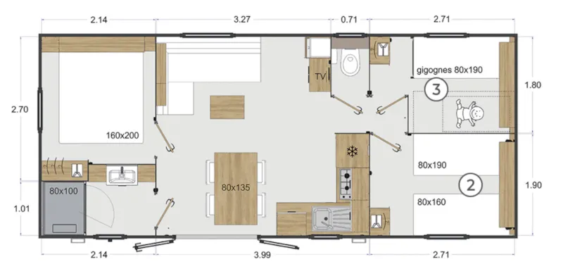 Mobil-Home 2023 Familial 6 Personnes Premium