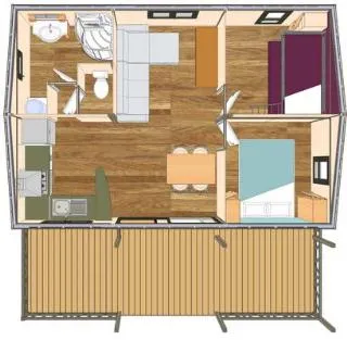 Location - Chalet Sekoya Premium 35M² - 2 Chambres + Terrasse 17M² + Plancha + Tv + Lave-Vaisselle - - image n°9 - Flower Camping  A La Rencontre du Soleil