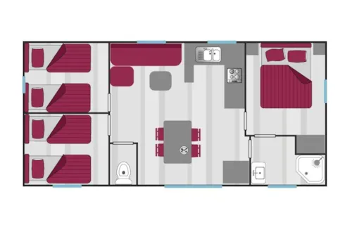 Location - Mobil-Home Belledonne Confort 32M² - 3 Chambres + Terrasse Non Couverte + Plancha - - image n°7 - Flower Camping  A La Rencontre du Soleil