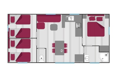 Mobile Home Belledonne Comfort 32m² - 3 bedrooms + uncovered terrace + plancha -