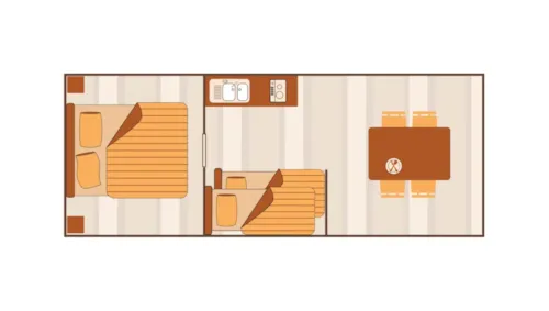 Mietunterkunft - Wohnwagen Les Ecrins Standard 17M² - 1 Schlafzimmer + Plancha - - image n°7 - Flower Camping  A La Rencontre du Soleil