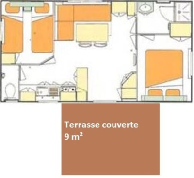 Mobile-home confort 28m² 2 bedrooms +9m² terrace +air-conditioning + TV
