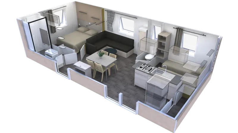 Mobil-Home Premium (35+28M²) 5 Chambres + Spa + Terrasse 44M² + Tv + Lv + Clim + Plancha + 2 Sdb