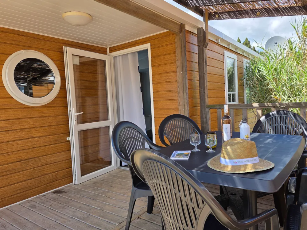 Location - Mobil-Home Confort 32 M² 3 Chambres  + Terrasse 11M² + Clim + Tv - Flower Camping Olivigne
