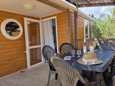 Mobile-home Confort 32m² 3 bedrooms + terrace 11m²  + air-conditioning + TV