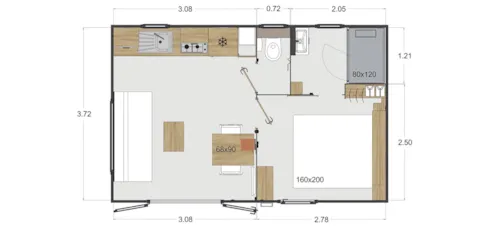 Mietunterkunft - Neu 2023 : Mobilhome Cottage - Allen Komfort: Küche, Wc Und Badezimmer - 1 Schlafzimmer - image n°8 - Camping La Vaugelette