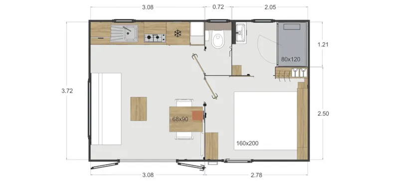 Nouveaute 2023 : Mobilhome Cottage - Tout Confort : Cuisine, Wc Et Salle De Bain - 1 Chambre