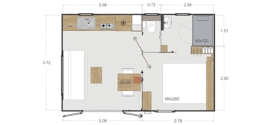 NEW 2023 : Mobilhome Cottage - all comfort: kitchen, toilet and bathroom - 1 bedroom