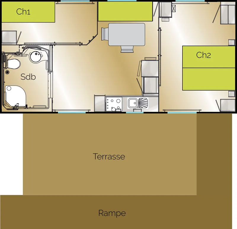 Mobil-Home  Privilège Pmr Louisiane  - 2 Chambre
