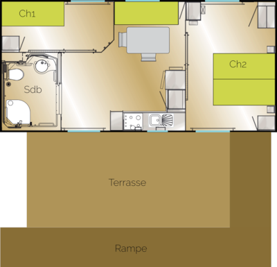 Mobile-home Privilège PMR Louisiane- 2 Bedrooms — 6