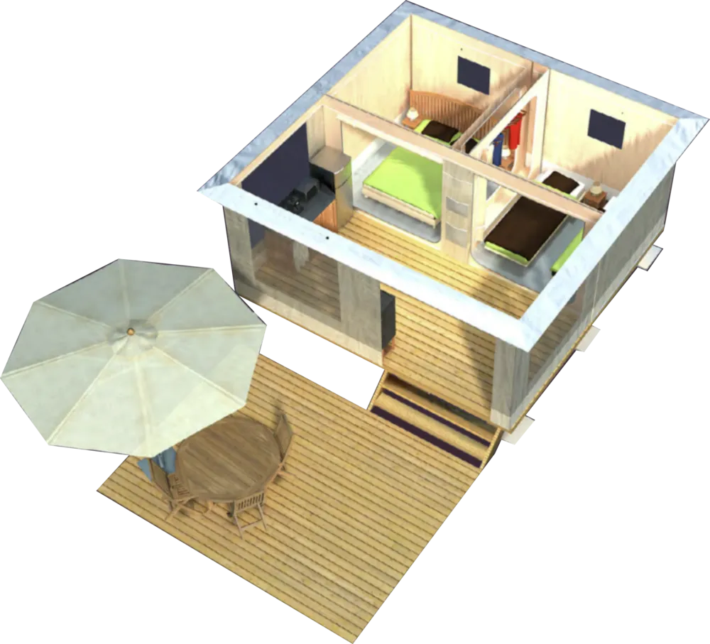Accommodation - Fully Equipped Tent - 2 Bedrooms - image n°4 - Camping le Cottet 