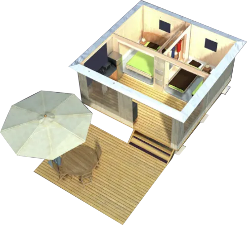 Location - Tente Équipée - 2 Chambres - image n°4 - Camping le Cottet 